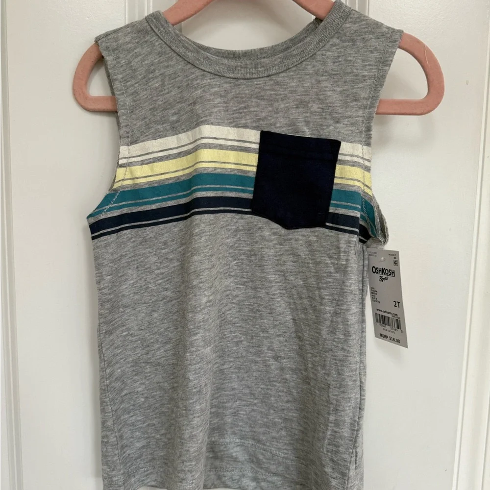FWP OshKosh B'gosh Gray Striped Toddler Tank Top - Picture 1 of 3